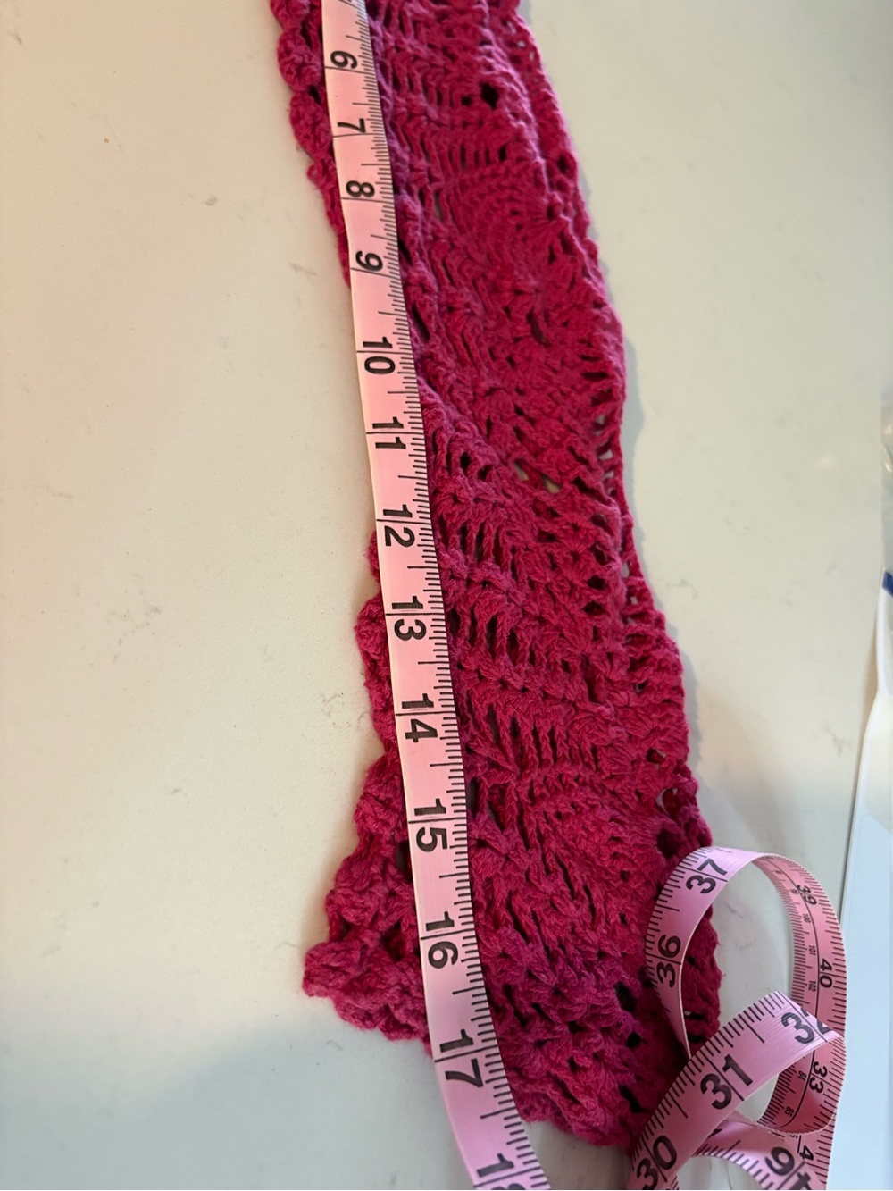 Openwork Crochet Tie-Front Cardigan in Raspberry - Picture 4 of 5